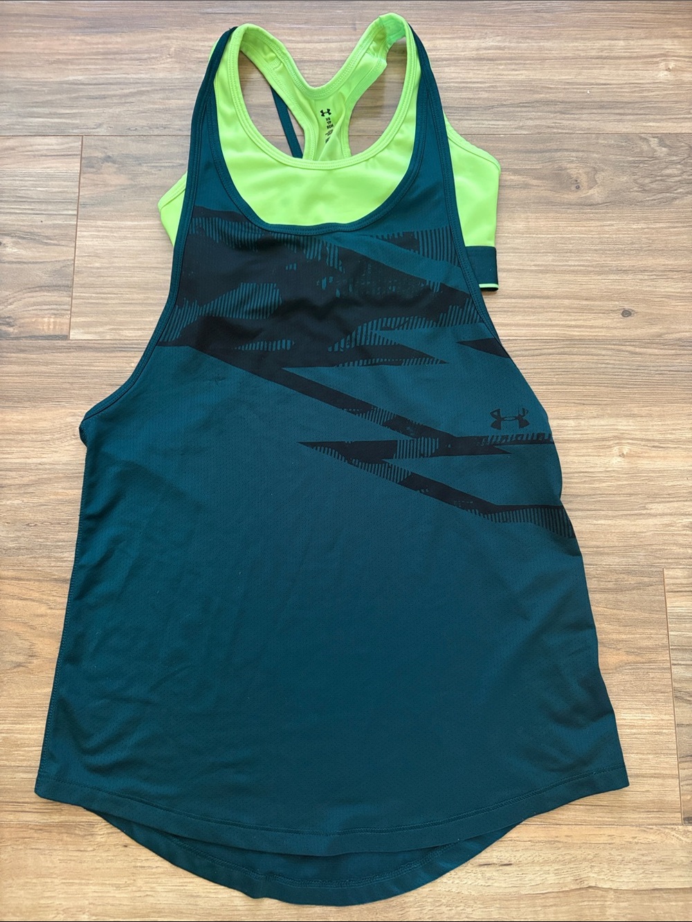 Under Armour Teal Tank with Neon Green Bra